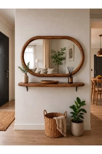 DEKORATİF ELİPS MODEL 110X70 CM AYNALI DRESUAR - RAF